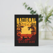 Retro Sunset Nationale Hondendag Briefkaart (Staand voorkant)
