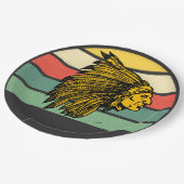  Retro Sunset Native American Graphic Papieren Bordje (Gekanteld)