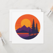 Retro Sunset Nature Vibes | Vintage 80s Aesthetic  Kaart (Voorkant / Achterkant in situ)