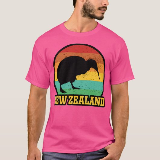 Retro Sunset Nieuw-Zeelandse kiwi T-shirt (Voorkant)