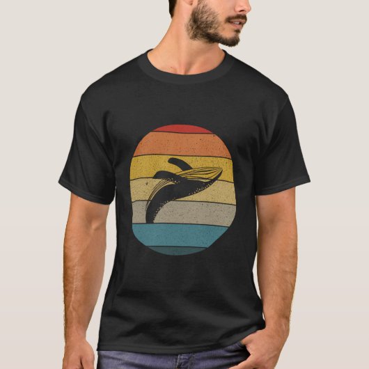  Retro Sunset Ocean Bbereikend Humpback Whal T-shirt (Voorkant)