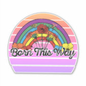 Retro Sunset op deze manier geboren regenboog en b Sticker (Voorkant)