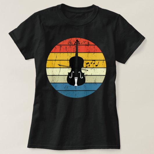 Retro Sunset Orchestra Cello Player Cellist Jazz M T-shirt (Design voorkant)