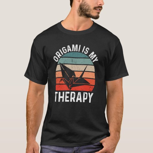 Retro Sunset Origami Crane T-shirt (Voorkant)