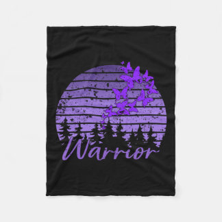 Retro Sunset Paarse Vlinder Fibro Lupus Warrior Fleece Deken