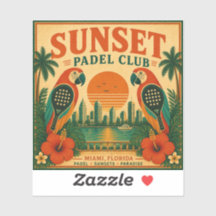 Retro Sunset Padel Club Papegaai Sport Cadeau Stic