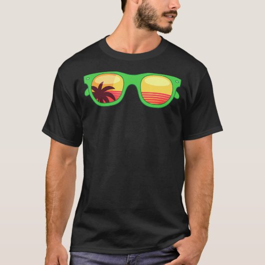 Retro Sunset Palm Beach Exotic Tropical Sung T-shirt (Voorkant)