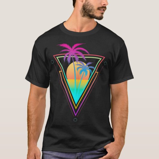 Retro Sunset Palm Tree Aesthetic Design T-shirt (Voorkant)