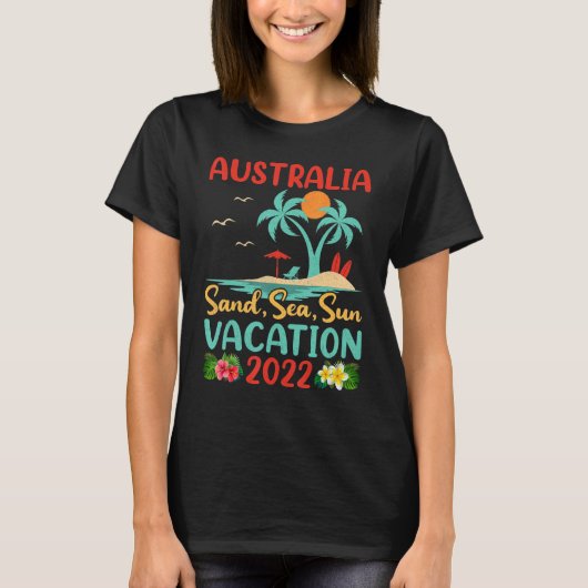 Retro Sunset Palm Tree Beach Vacation 2022 Austral T-shirt (Voorkant)