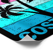 Retro Sunset Palm Tree Costa Rica Vacation Pura Vi Poster (Hoek)