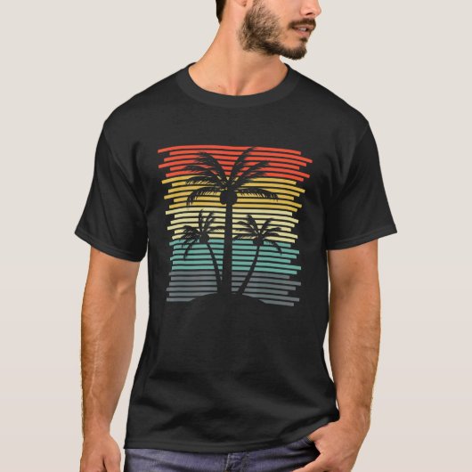 Retro Sunset Palm Tree Sunset T-shirt (Voorkant)