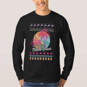 Retro Sunset Palm Trees I Love Miami Beach Lelijk T-shirt