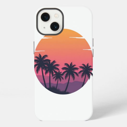 Retro Sunset Palm Trees iPhone Hoesje (Achterkant)