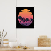 Retro Sunset Palm Trees Poster (Keuken)