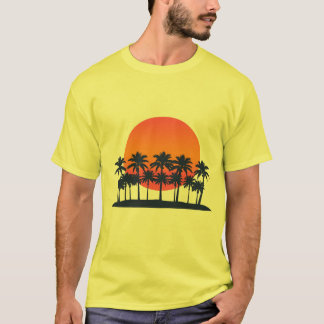 Retro Sunset Palm Trees T-shirt – Minimalistische 