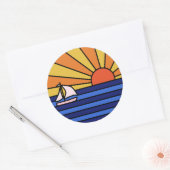 Retro Sunset Paradise Ronde Sticker (Envelop)