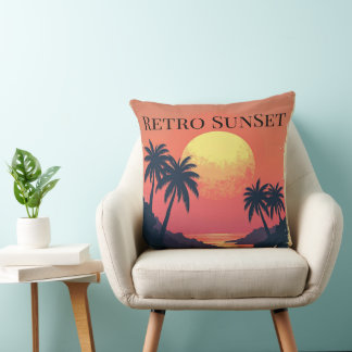 Retro Sunset Paradise -  tropische ontsnapping Kussen