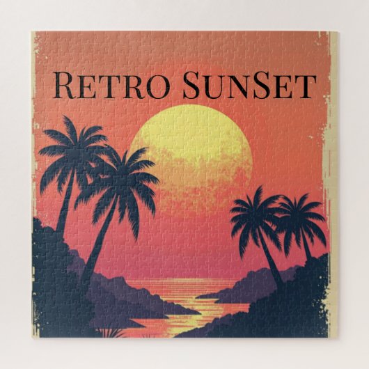 Retro Sunset Paradise - tropische ontsnapping Legpuzzel (Verticaal)