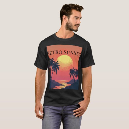 Retro Sunset Paradise -  tropische ontsnapping T-shirt (Voorkant volledig)