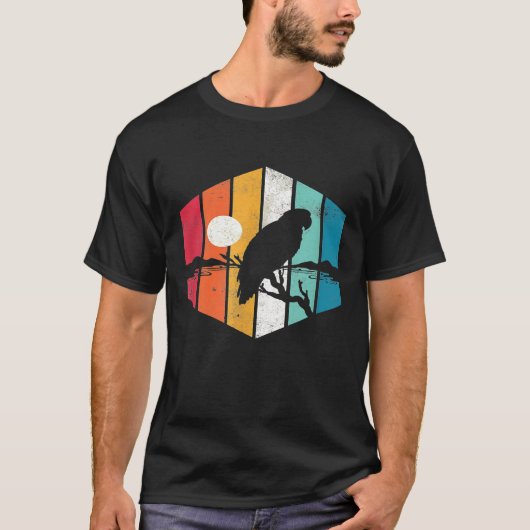 Retro Sunset Parrot Silhouette Birb Meme Pet Bird T-shirt (Voorkant)