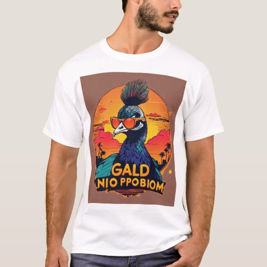  Retro Sunset Peacock Baby T-shirt ontwerp" (Voorkant)
