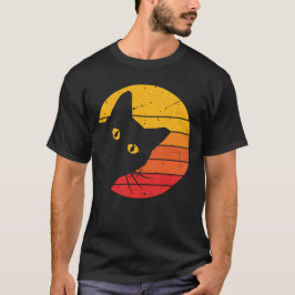 Retro Sunset Peekaboo Cat Mannen T-Shirt