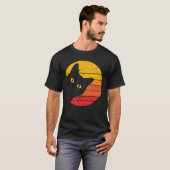 Retro Sunset Peekaboo Cat Mannen T-Shirt (Voorkant volledig)