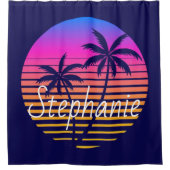 Retro sunset Personated Douchegordijn (Voorkant)