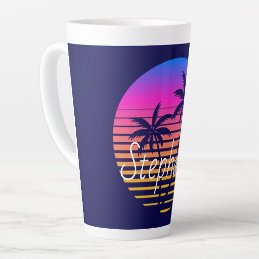 Retro sunset Personated Latte Mok (Linkerhoek)