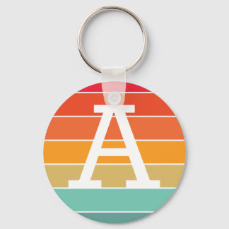 Retro Sunset Persoonlijk Monogram Sleutelhanger