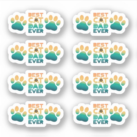 Retro Sunset Photo Fathers Day Best Cat Dad ever Sticker (Voorkant)