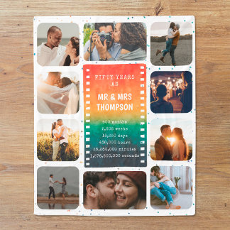 Retro Sunset Photo Mr and Mrs 50th Anniversary Fleece Deken