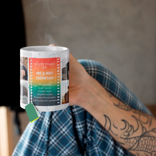 Retro Sunset Photo Mr and Mrs 60th Anniversary Koffiemok