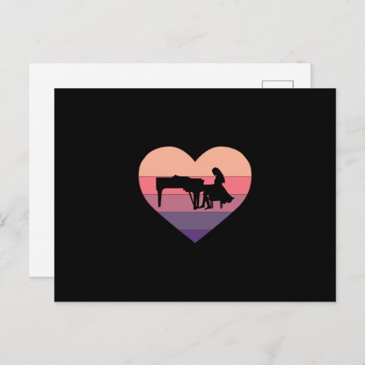 Retro Sunset Piano Grand Piano Briefkaart (Voorkant / Achterkant)