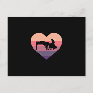 Retro Sunset Piano Grand Piano Briefkaart