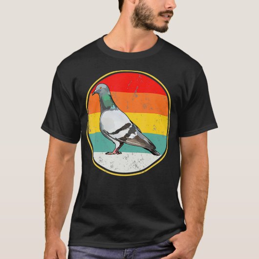  Retro Sunset Pigeon Bird T-shirt (Voorkant)