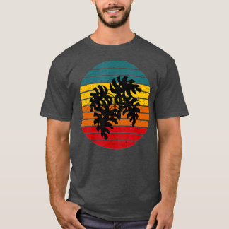 Retro Sunset Plant Lady Monstera T-shirt