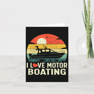  Retro Sunset Pontoon Boat I Love Motor Boa Kaart