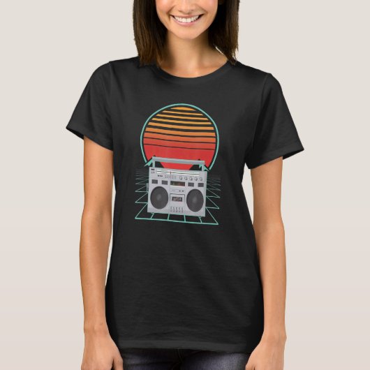 Retro Sunset Portable  Radio Cassette Recor T-shirt (Voorkant)