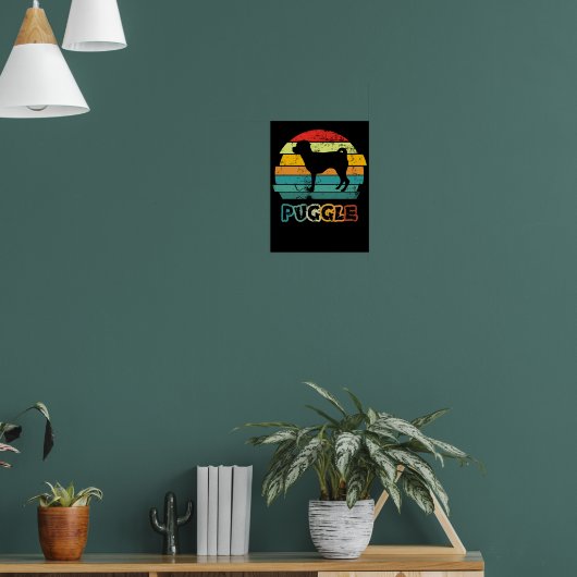 Retro Sunset Puggle Poster (Woonkamer 1)