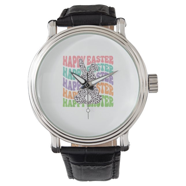 Retro Sunset Rabbit Horloge (Voorkant)