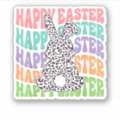 Retro Sunset Rabbit Sticker (Voorkant)