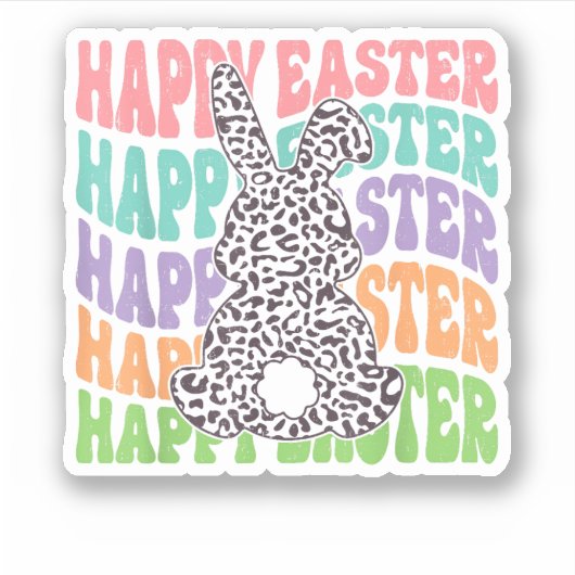 Retro Sunset Rabbit Sticker (Voorkant)