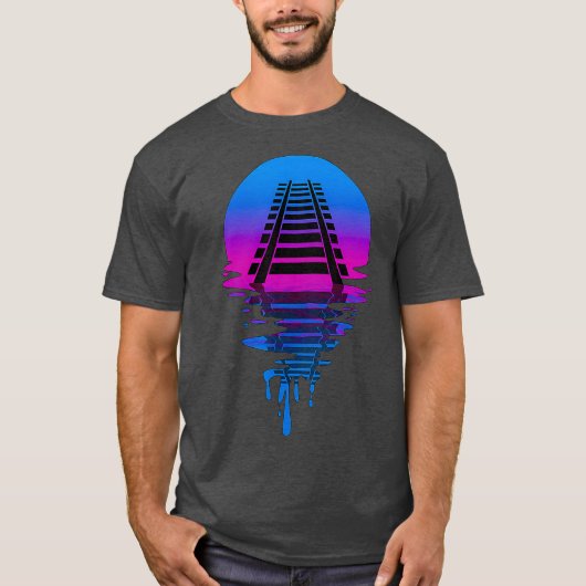  Retro Sunset Railroad T-shirt (Voorkant)