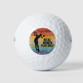 Retro Sunset Real Women Play Golf Golfballen (Voorkant)