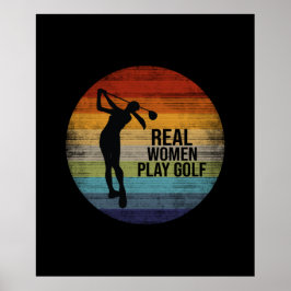 Retro Sunset Real Women Play Golf Poster