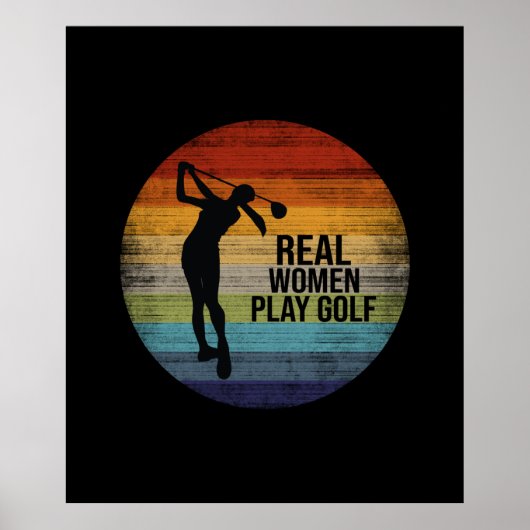 Retro Sunset Real Women Play Golf Poster (Voorkant)