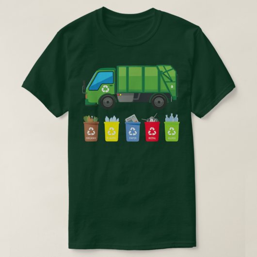 Retro Sunset Recycling Trash Garbage Truck T-shirt (Design voorkant)
