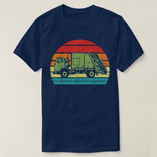 Retro  Sunset Recycling Trash Garbage Truck T-shirt (Design voorkant)