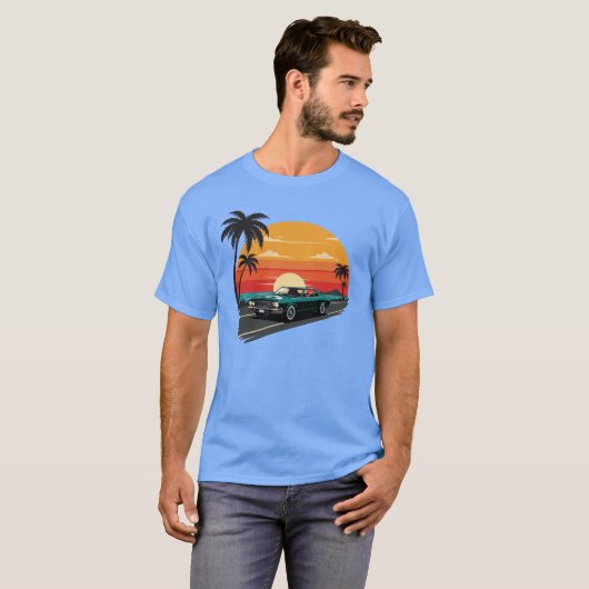 Retro Sunset Ride T-shirt (Voorkant volledig)